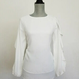 $78 Love Scarlett Womens White Ruffle Blouse S